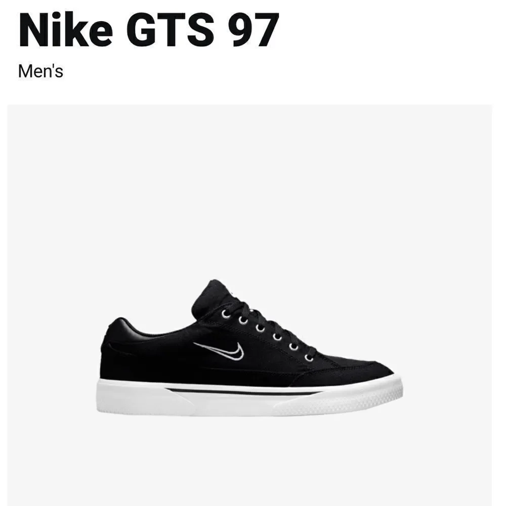 EUC MEN’S BLACK NIKE GTS RETRO CANVAS SHOES WITH WHITE SWOOSH SIZE 10